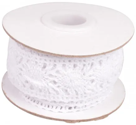 Infinity Hearts Blondebånd/Hvit blondebånd 25mm 2,5m