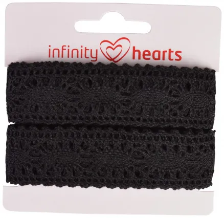 Infinity Hearts blondebånd i polyester 25mm 11 Svart - 5m