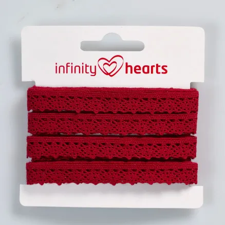 Infinity Hearts Blondebånd i polyester 11mm 10 Vinrød - 5m