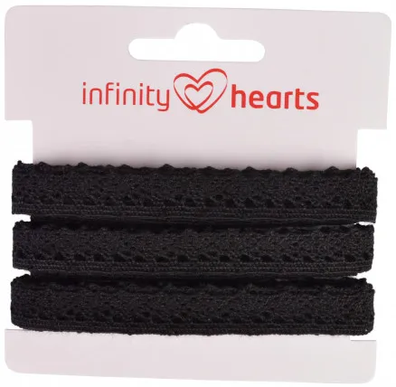 Infinity Hearts blondebånd i polyester 11mm 11 Svart - 5m