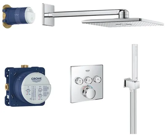 Grohe Grohtherm SmartControl dusjsett med Rainshower SmartActive 310 Cube, krom