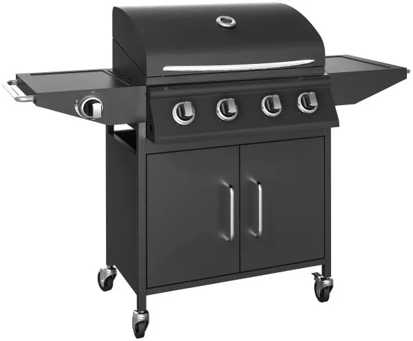 Gassgrill med 4 brennere og sidebrenner
