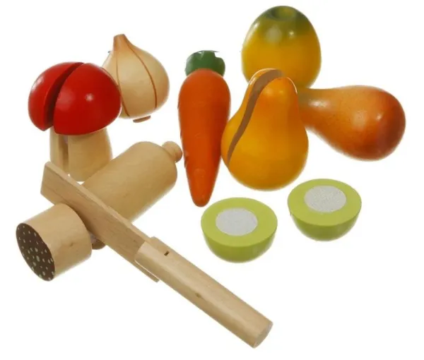 Frukt og grønnsaker laget av tre med borrelås FSC®
