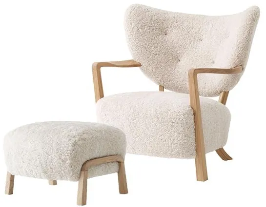 &Tradition Wulff ATD2 Lenestol Saueskinn Moonlight/Eik Inkl. ATD3 Puff