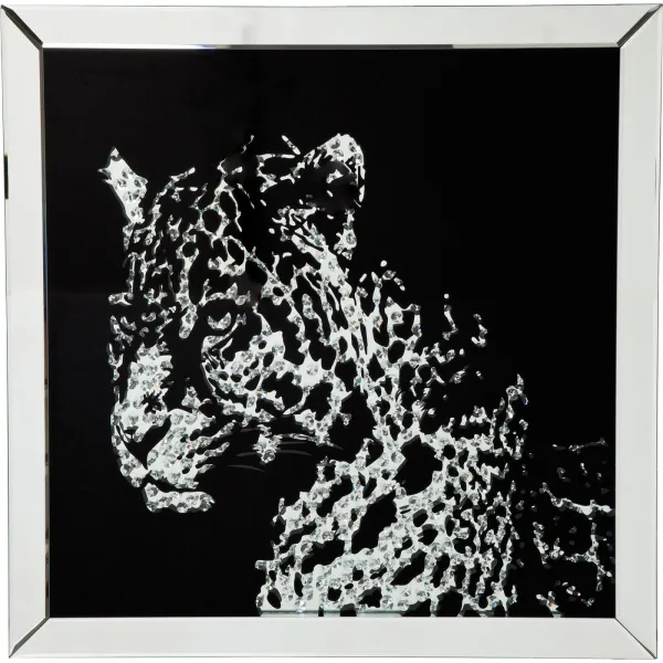 KARE DESIGN Plakat, Mirror Leopard - Flerfarget, m. ramme, (80x80cm)