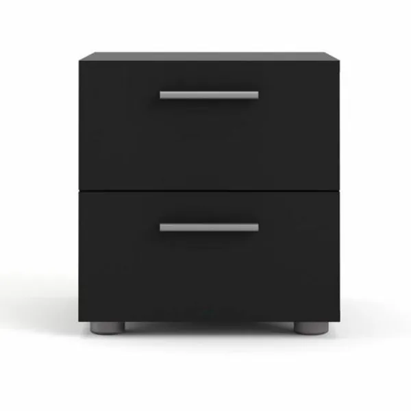 TVILUM Pepe nattbord, med 2 skuffer - svart folie og plast (40x40,25)