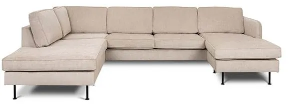 Læsø sofa med sjeselong og open-end - 288 x 210 cm - beige fløyel